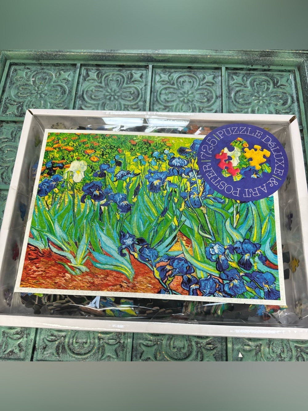 Van Gogh Irises 725 Piece Deluxe Jigsaw Puzzle with Art Poster
